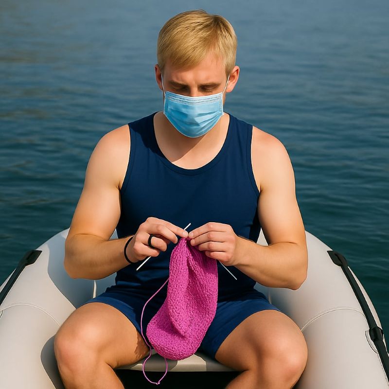 Muž pletie na člne