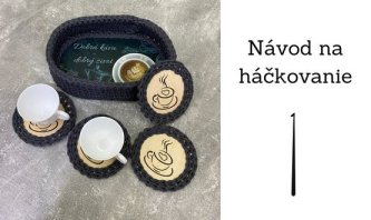 Návod na háčkovanú sadu na kávu - Košík a 4 podšálky Návod na háčkovanú sadu na kávu - Košík a 4 podšálky
