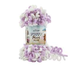 Alize Puffy More Plus Fialovo Biela 8003 Alize Puffy More Plus Fialovo Biela 8003