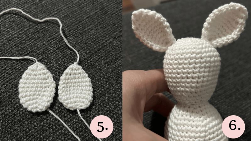 Háčkovaný veľkonočný zajačik - krok 5 a 6