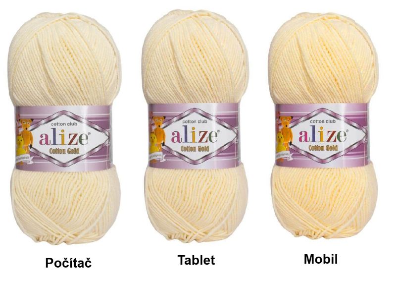 Zobrazenie odtieňov priadzi