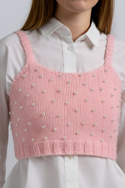 Pletený sveter s perličkami